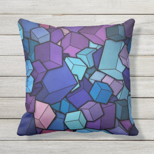 Purple Cubes Throw Pillow