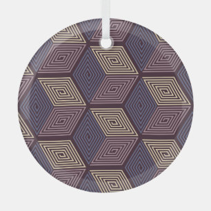 Purple Cubes: Vintage Geometric Seamless Glass Ornament