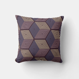 Purple Cubes: Vintage Geometric Seamless Throw Pillow