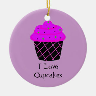Purple Cupcake Ceramic Ornament