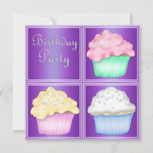 PURPLE CUPCAKED BIRTHDAY PARTY INVITATION
