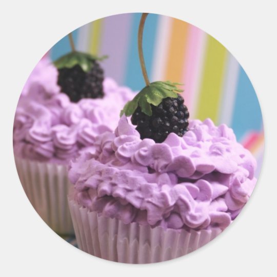 Purple Cupcakes Classic Round Sticker