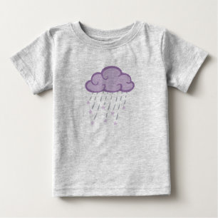 Purple Curls Rain Cloud With Falling Stars Baby T-Shirt