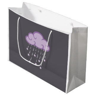 Purple Curls Rain Cloud With Falling Stars Large Gift Bag