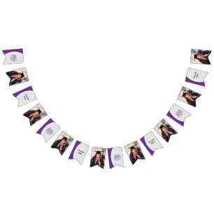 Purple Curved Frame Photo Graduation Bunting Flags