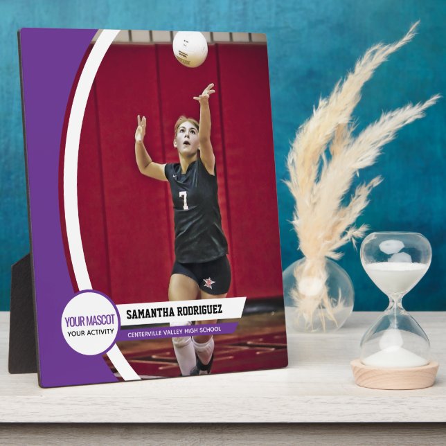 Purple Curved Frame School Photo Display (Side)