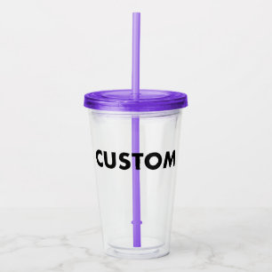 PURPLE Custom Acrylic Tumbler Blank w/ Lid & Straw