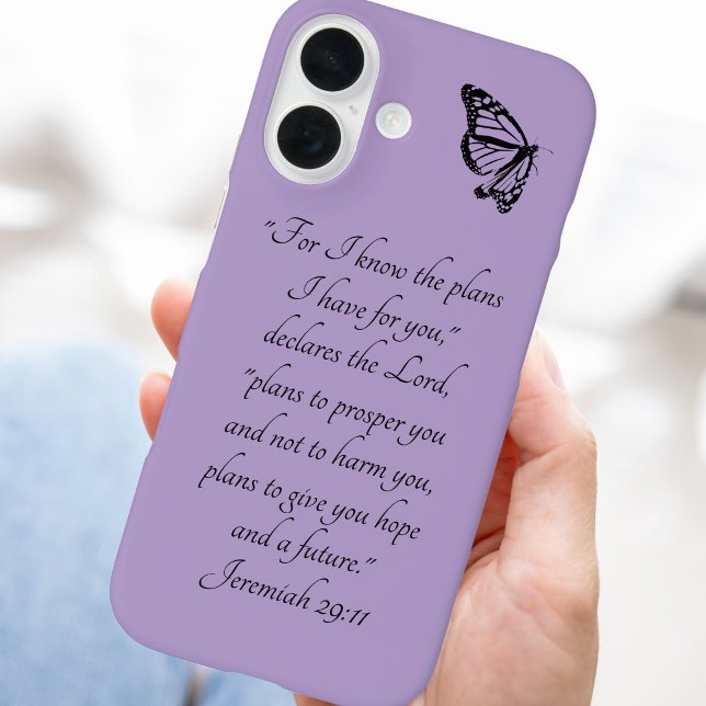Purple Custom Bible Verse Butterfly Jeremiah 29:11 Case-Mate iPhone Case (Creator Uploaded)
