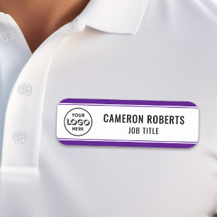 Purple Custom Company Logo Employee Name Tag