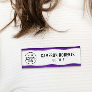Purple Custom Company Logo Employee Name Tag