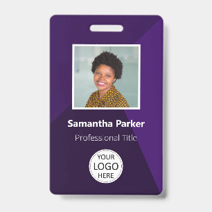 Purple Custom Employee - Photo ID, Logo, Bar Code  Badge
