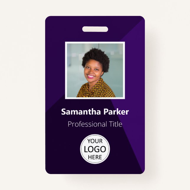 Purple Custom Employee - Photo ID, Logo, Bar Code  Badge (Front)