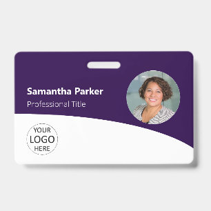 Purple Custom Employee Photo, Logo, Barcode, Name Badge