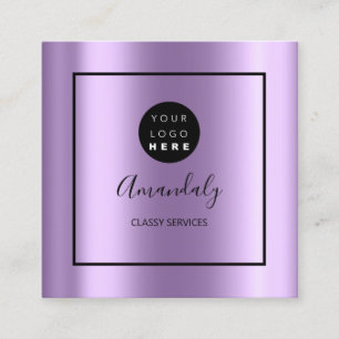Purple Custom Logo Framed Makeup Artist Square Business Card