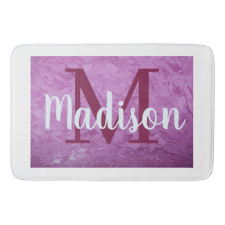 Purple Custom Marble Monogram Personalized Bath Mat