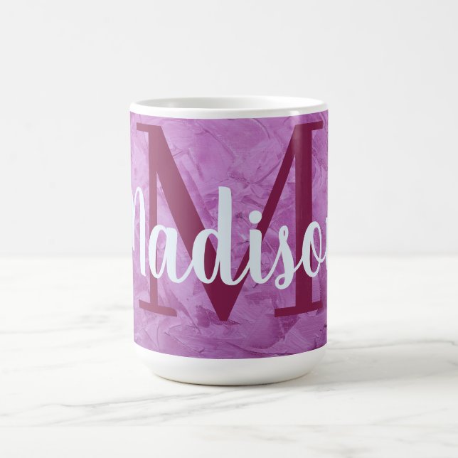 Purple Custom Marble Monogram Personalized Coffee Mug (Center)
