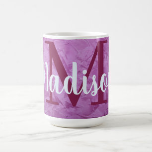 Purple Custom Marble Monogram Personalized Coffee Mug