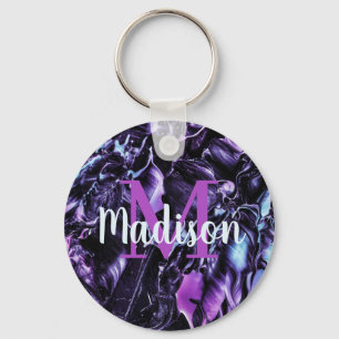 Purple Custom Marble Name Gift Personalized Keychain