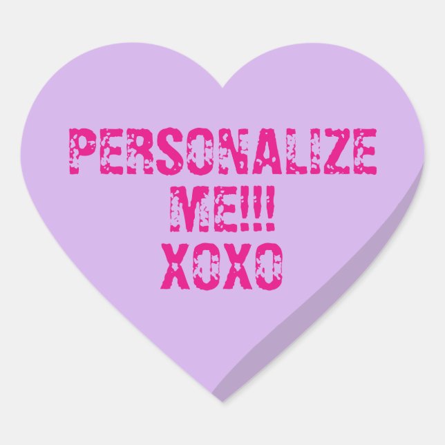 Purple Custom Message Candy Heart Sticker (Front)