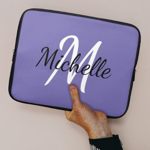 Purple Custom Monogram Laptop Sleeve