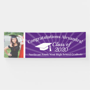 Purple Custom Photo 8' Wide Graduation Banner