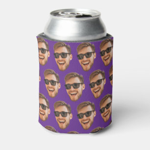 Purple Custom Photo Party Supplies With Face Can Cooler
