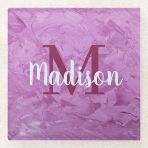 Purple Custom Pillow Monogram Personalized Glass Coaster