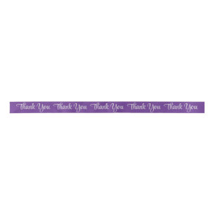 Purple Custom Satin Ribbon Silver Thank You Text