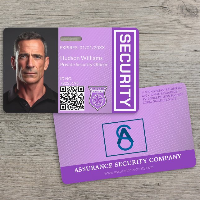 Purple Custom Security Guard Photo Badge (Creator Uploaded)