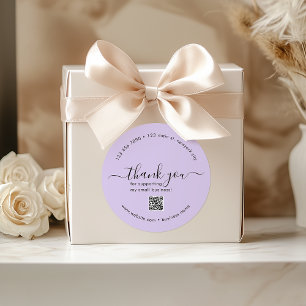 Purple Custom Thank You Stickers With QR Code