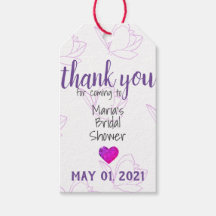 Purple Customizable Bridal Shower Tags with Twine