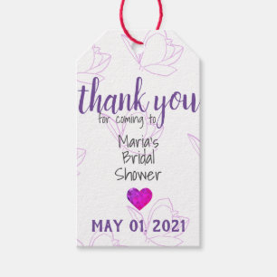 Purple Customizable Bridal Shower Tags with Twine
