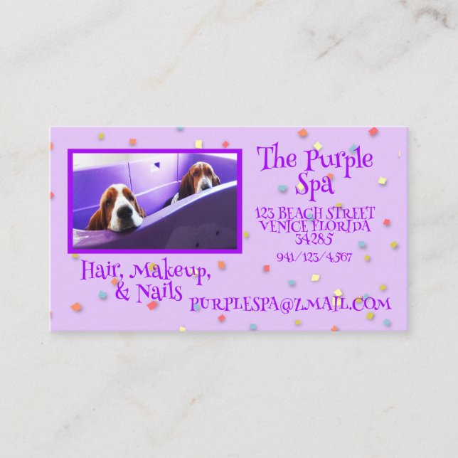 Purple Customizable Spa Business Card (Front)