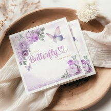 Purple cute a little butterfly girl baby shower   