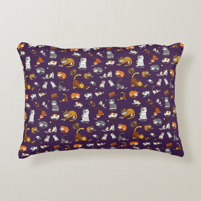 purple cute cat pattern design for cat lovers- accent pillow (Front)