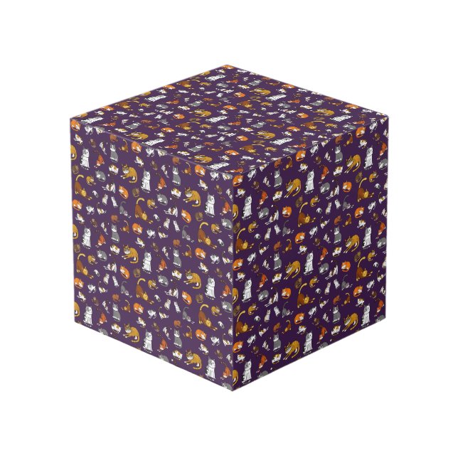 purple cute cat pattern design for cat lovers- cube (Front Angled)