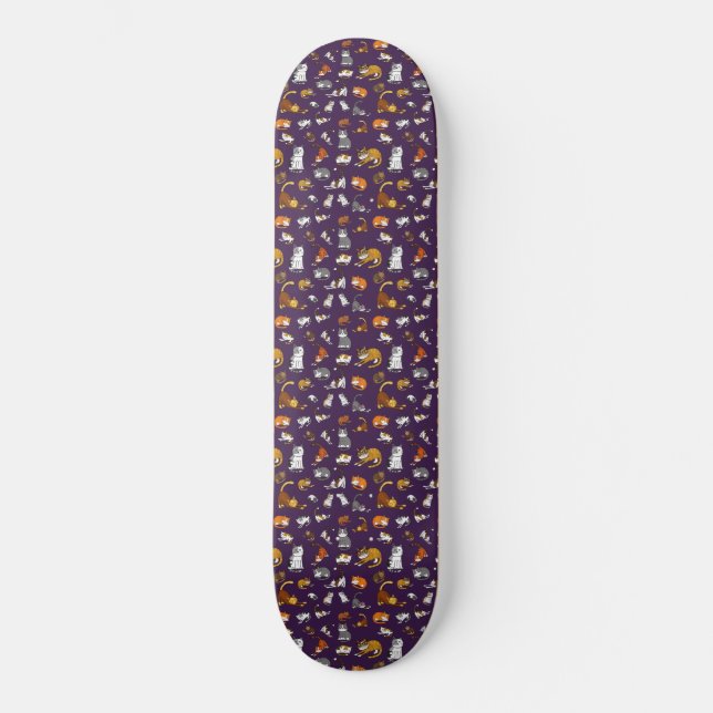 purple cute cat pattern design for cat lovers- skateboard (Front)