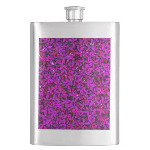 purple Cute Flowers Hip Flask