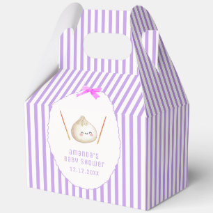 Purple Cute Girl Bow Asian Dumpling Baby Shower Favor Box