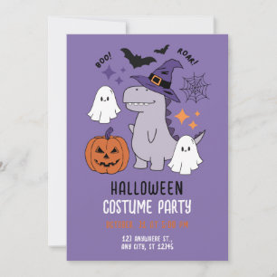 Purple Cute Illustrative Halloween Party Invitation