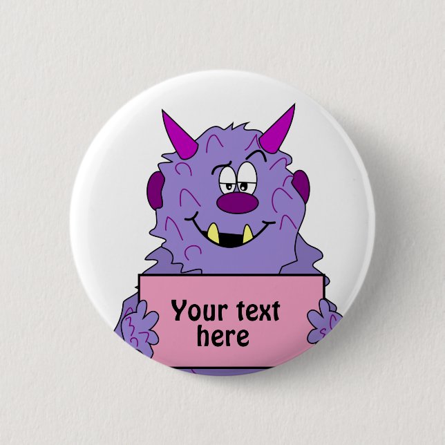 Purple Cute Monster Customizable Template 2 Inch Round Button (Front)