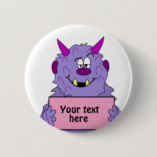 Purple Cute Monster Customizable Template 2 Inch Round Button