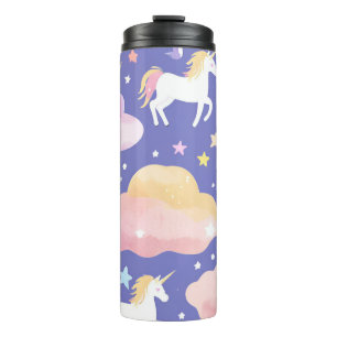 Purple Cute Rainbow unicorn birthday girls kids Thermal Tumbler