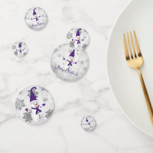 Purple Cute Snowman Table Confetti