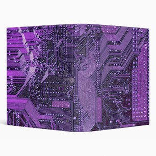 Purple Cyber Circuit Board Tech Art Electronics Binder