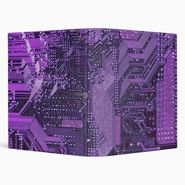 Purple Cyber Circuit Board Tech Art Electronics Binder (Background)