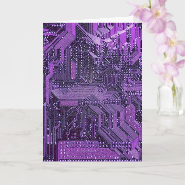 Purple Cyber Circuit Board Tech Art Electronics Card (Orchid)