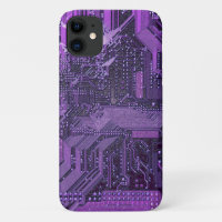 Purple Cyber Circuit Board Tech Art Electronics