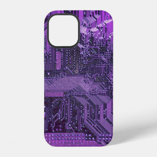 Purple Cyber Circuit Board Tech Art Electronics iPhone 12 Case