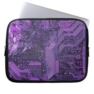 Purple Cyber Circuit Board Tech Art Electronics Laptop Sleeve